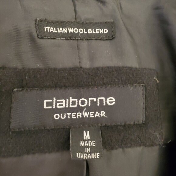 Claiborne Men's Italian Wool Peacoat Overcoat Black Sz M - Picture 5 of 6